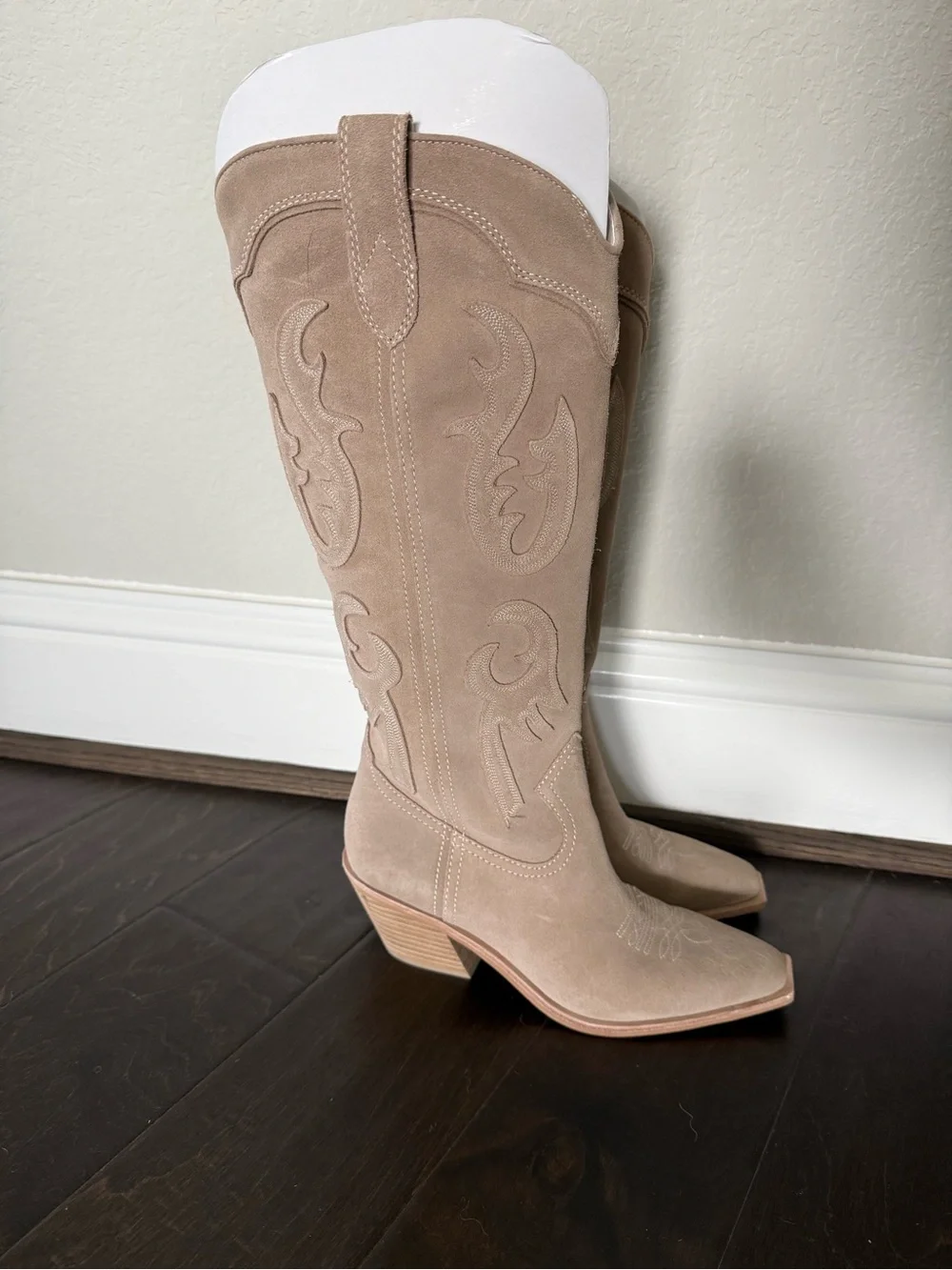 Dolce Vita Over-the-Knee Suede Boots in Beige